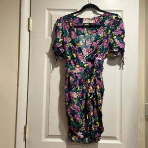Happy x Nature Kate Hudson Mini Wrap Dress Purple Floral NWOT